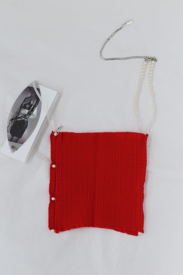 RUI translucent thin strap halterneck strap RSS24SF02 Ruby red